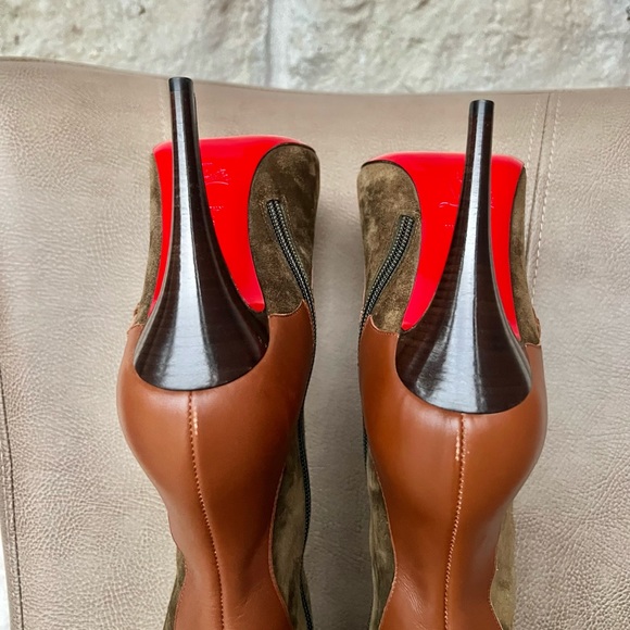 Christian Louboutin Canassone 100 Knee high Boots Cognac Olive Green Euro 38 - Picture 10 of 16